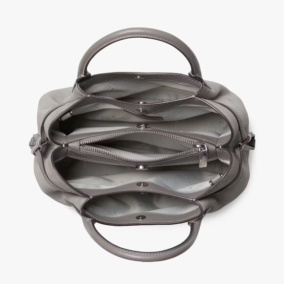 Kate Spade Dumpling Suede Small Satchel Crossbody Hare Grey NWT - Picture 3 of 4